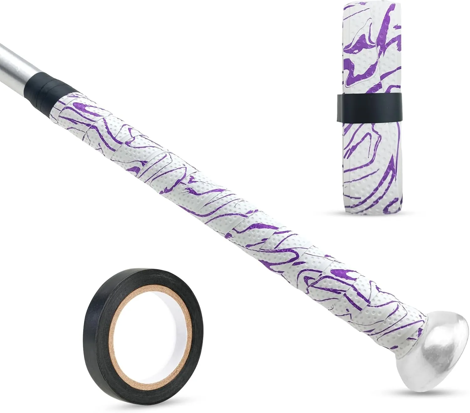 1.8mm Bat Grip, Great-Tacky Bat Wrap, Non-Slip Dotted Baseball Bat Tape, 43'' Batting Grip for Baseball & Softball Bats, with 10M Black Electric Tape