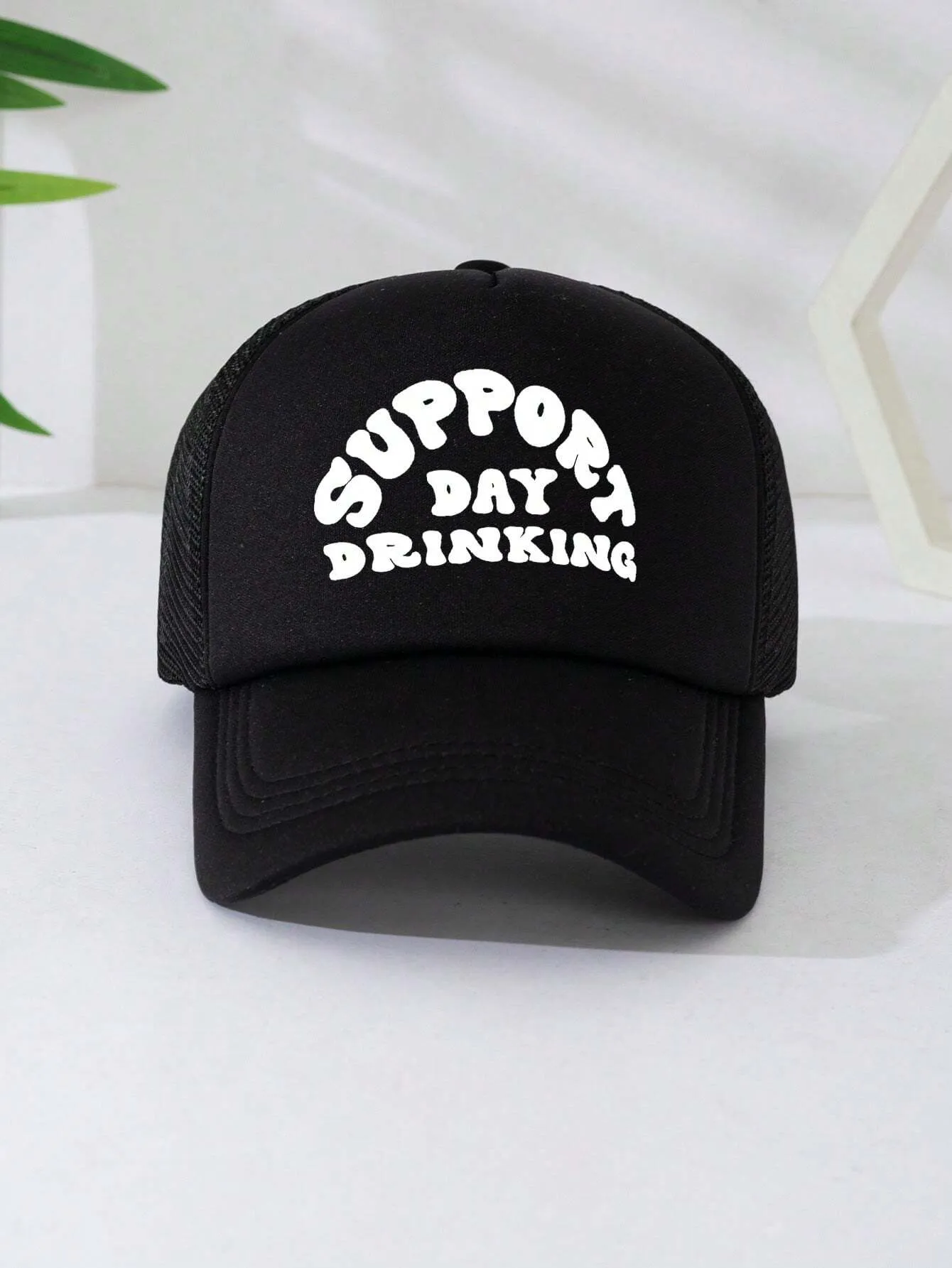 1pc Unisex Adjustable Sponge Mesh Hat With Print Decor Trucker Cap Baseball Cap Sun Hat Dad Hat, Suitable For Daily Wear, Parties, Outdoor Travel, Hiking, Mountain Climbing, Beach Vacation