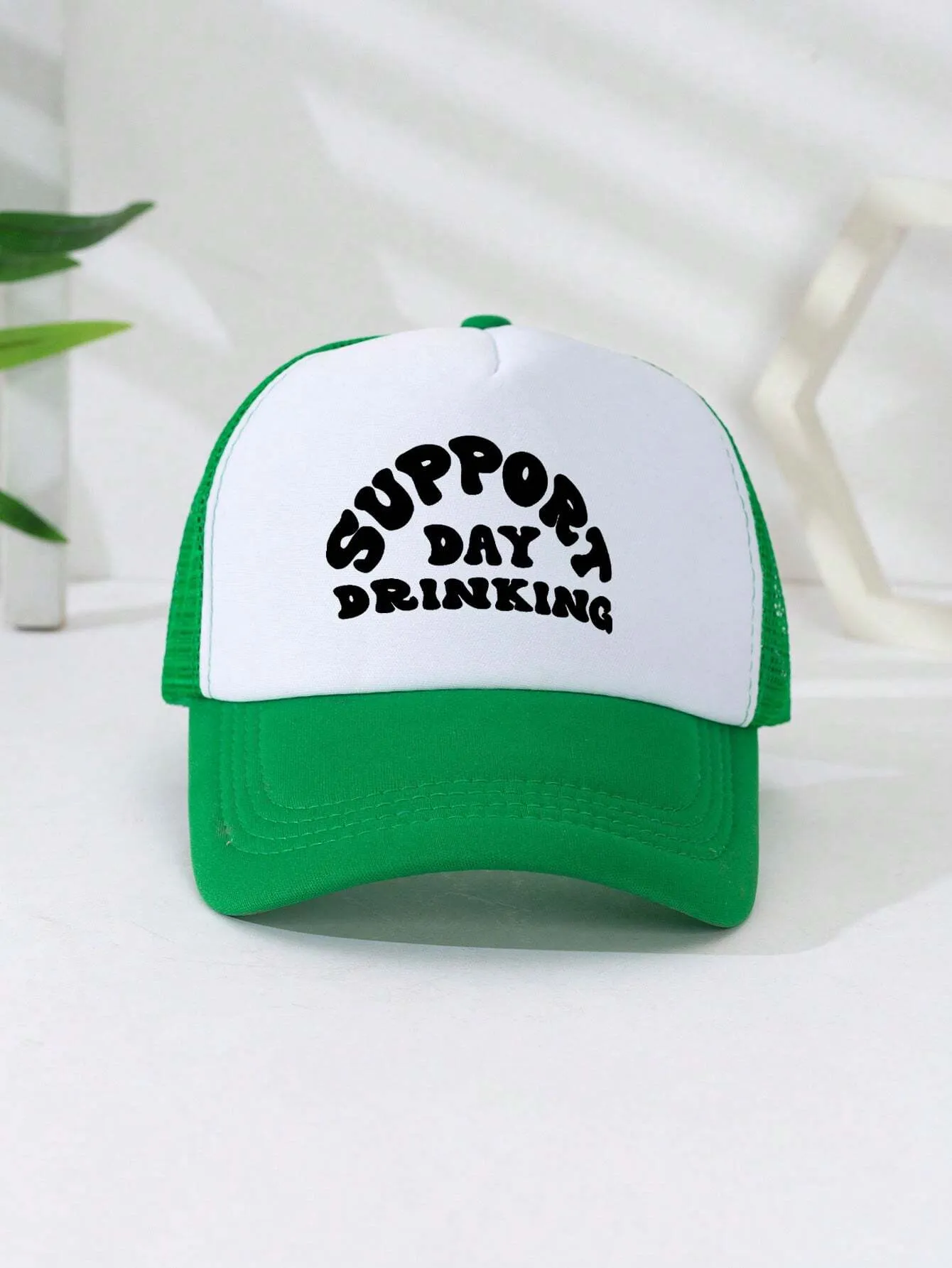 1pc Unisex Adjustable Sponge Mesh Hat With Print Decor Trucker Cap Baseball Cap Sun Hat Dad Hat, Suitable For Daily Wear, Parties, Outdoor Travel, Hiking, Mountain Climbing, Beach Vacation