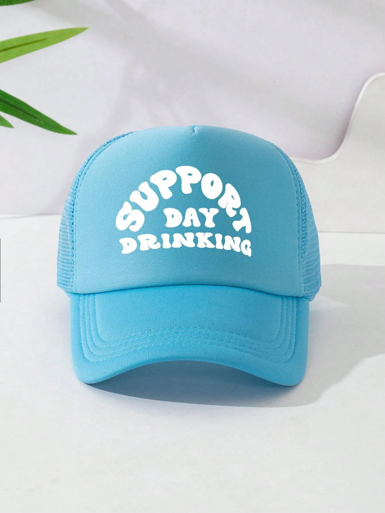 1pc Unisex Adjustable Sponge Mesh Hat With Print Decor Trucker Cap Baseball Cap Sun Hat Dad Hat, Suitable For Daily Wear, Parties, Outdoor Travel, Hiking, Mountain Climbing, Beach Vacation