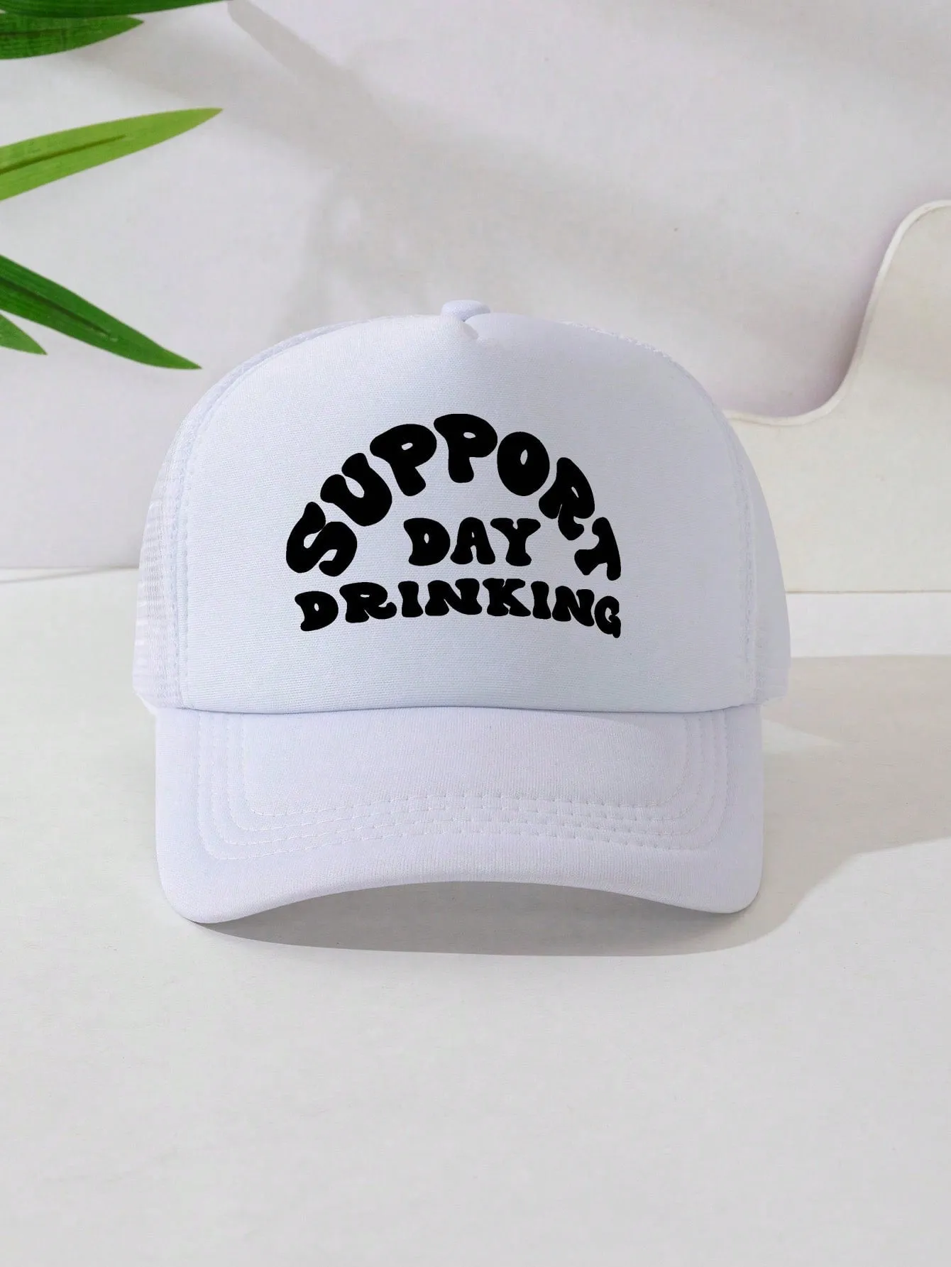 1pc Unisex Adjustable Sponge Mesh Hat With Print Decor Trucker Cap Baseball Cap Sun Hat Dad Hat, Suitable For Daily Wear, Parties, Outdoor Travel, Hiking, Mountain Climbing, Beach Vacation