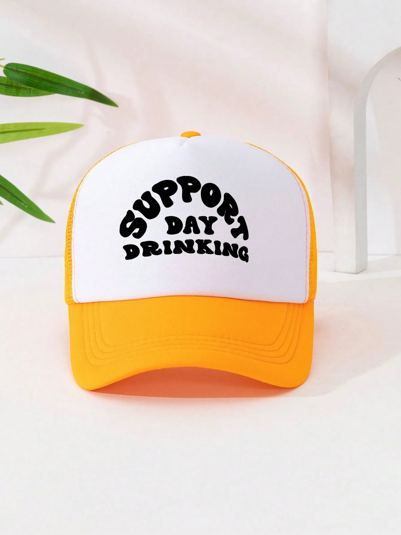 1pc Unisex Adjustable Sponge Mesh Hat With Print Decor Trucker Cap Baseball Cap Sun Hat Dad Hat, Suitable For Daily Wear, Parties, Outdoor Travel, Hiking, Mountain Climbing, Beach Vacation