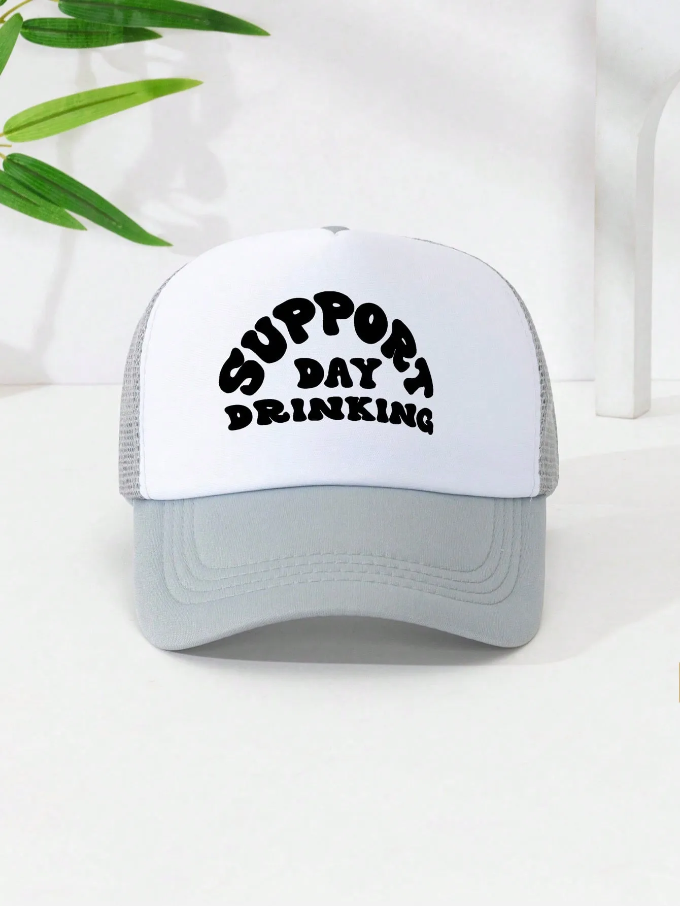1pc Unisex Adjustable Sponge Mesh Hat With Print Decor Trucker Cap Baseball Cap Sun Hat Dad Hat, Suitable For Daily Wear, Parties, Outdoor Travel, Hiking, Mountain Climbing, Beach Vacation