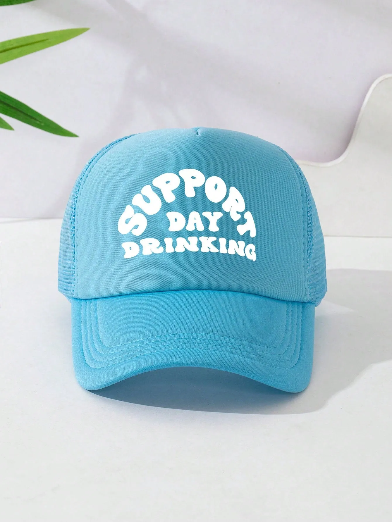 1pc Unisex Adjustable Sponge Mesh Hat With Print Decor Trucker Cap Baseball Cap Sun Hat Dad Hat, Suitable For Daily Wear, Parties, Outdoor Travel, Hiking, Mountain Climbing, Beach Vacation