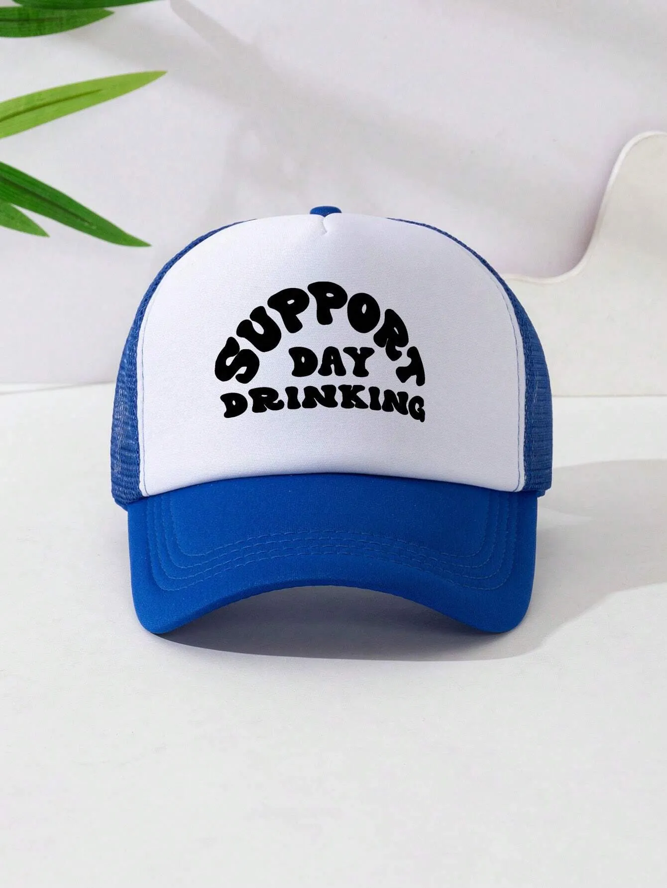 1pc Unisex Adjustable Sponge Mesh Hat With Print Decor Trucker Cap Baseball Cap Sun Hat Dad Hat, Suitable For Daily Wear, Parties, Outdoor Travel, Hiking, Mountain Climbing, Beach Vacation