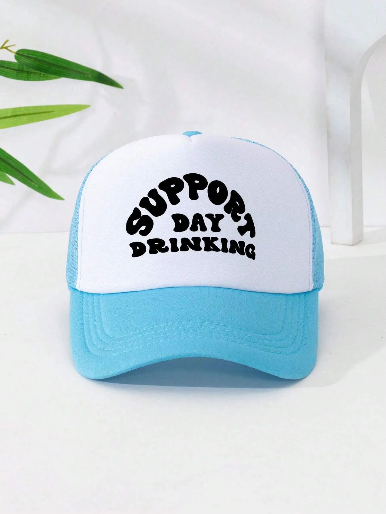 1pc Unisex Adjustable Sponge Mesh Hat With Print Decor Trucker Cap Baseball Cap Sun Hat Dad Hat, Suitable For Daily Wear, Parties, Outdoor Travel, Hiking, Mountain Climbing, Beach Vacation