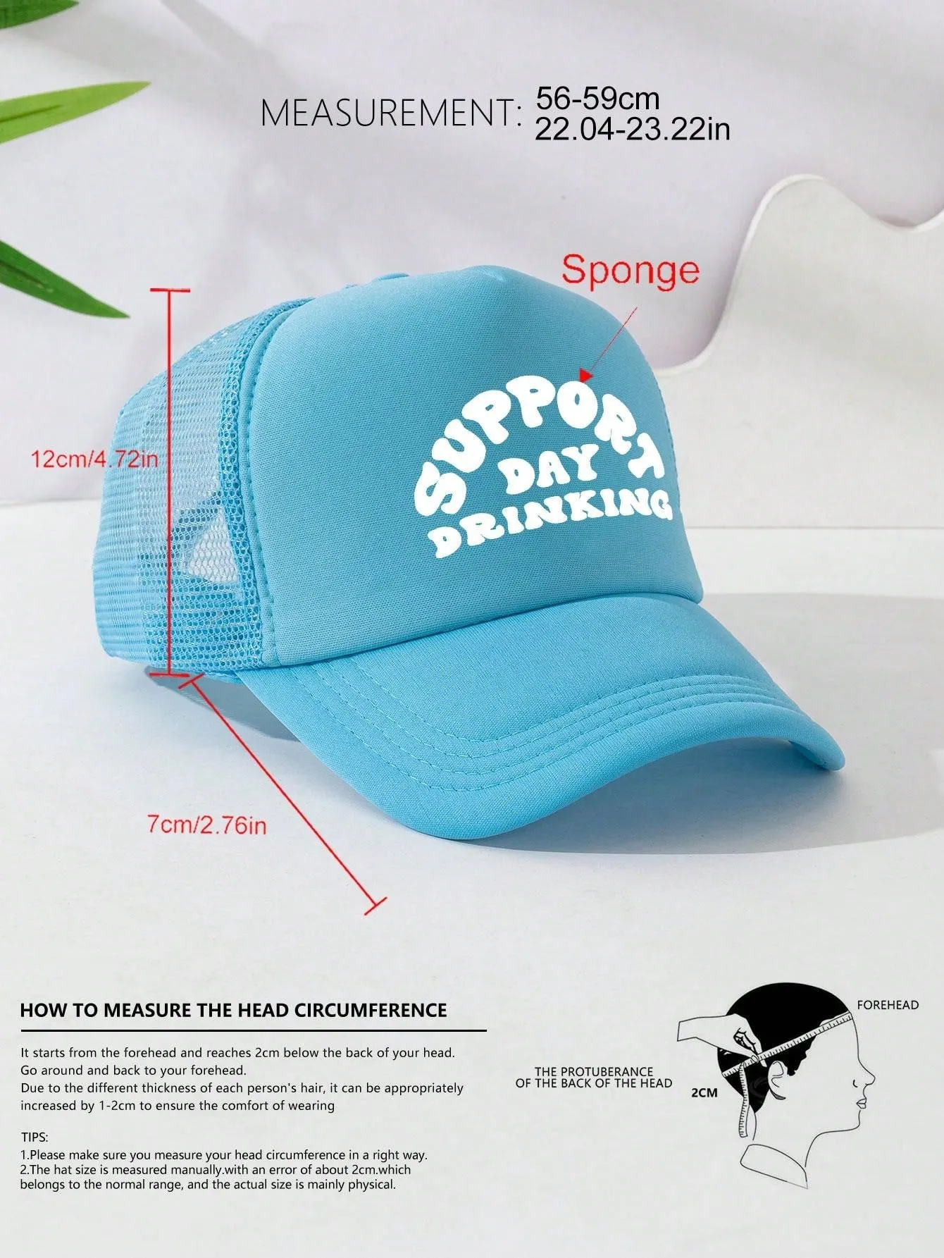 1pc Unisex Adjustable Sponge Mesh Hat With Print Decor Trucker Cap Baseball Cap Sun Hat Dad Hat, Suitable For Daily Wear, Parties, Outdoor Travel, Hiking, Mountain Climbing, Beach Vacation