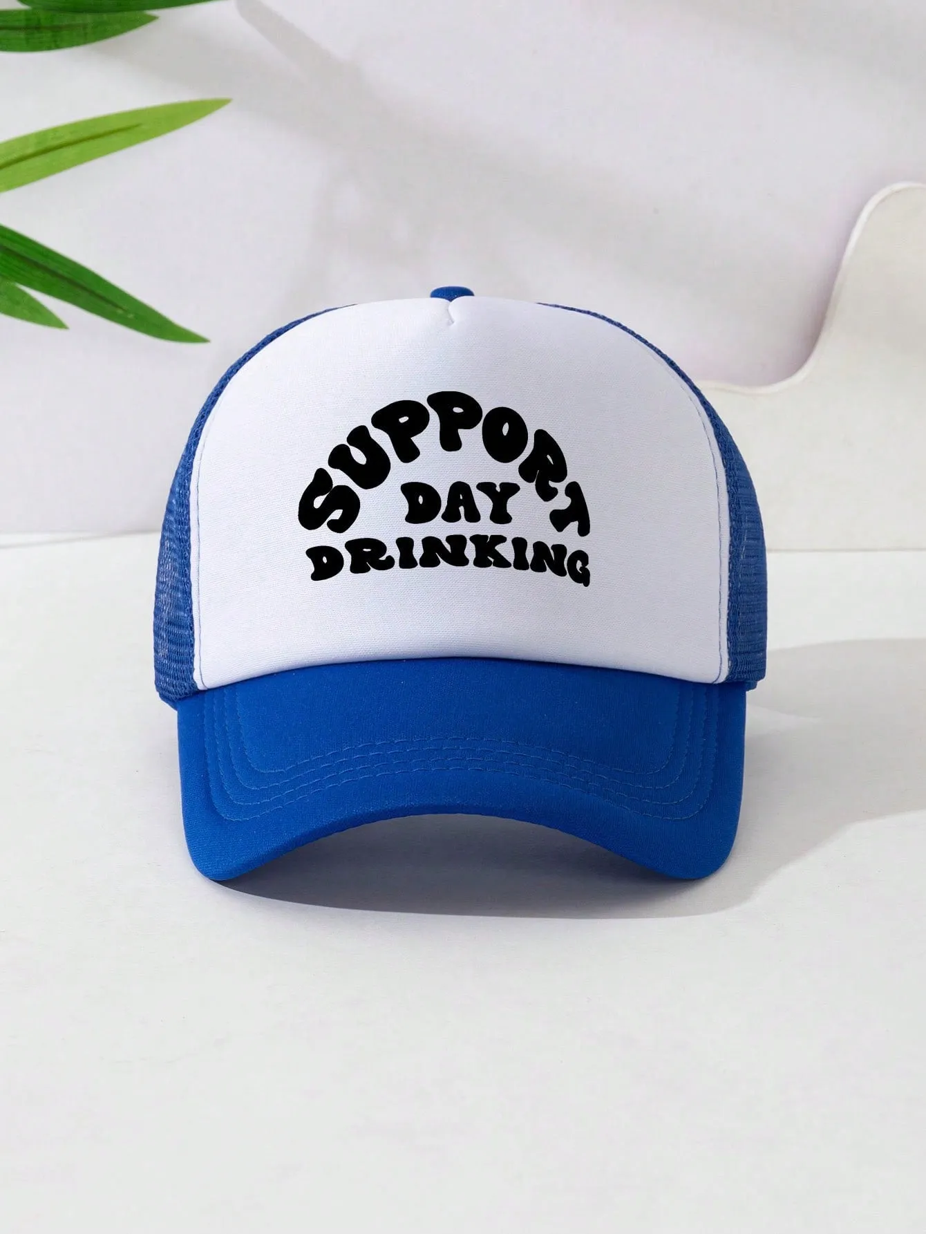 1pc Unisex Adjustable Sponge Mesh Hat With Print Decor Trucker Cap Baseball Cap Sun Hat Dad Hat, Suitable For Daily Wear, Parties, Outdoor Travel, Hiking, Mountain Climbing, Beach Vacation