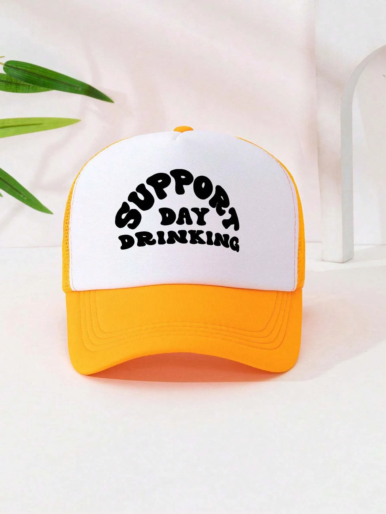 1pc Unisex Adjustable Sponge Mesh Hat With Print Decor Trucker Cap Baseball Cap Sun Hat Dad Hat, Suitable For Daily Wear, Parties, Outdoor Travel, Hiking, Mountain Climbing, Beach Vacation