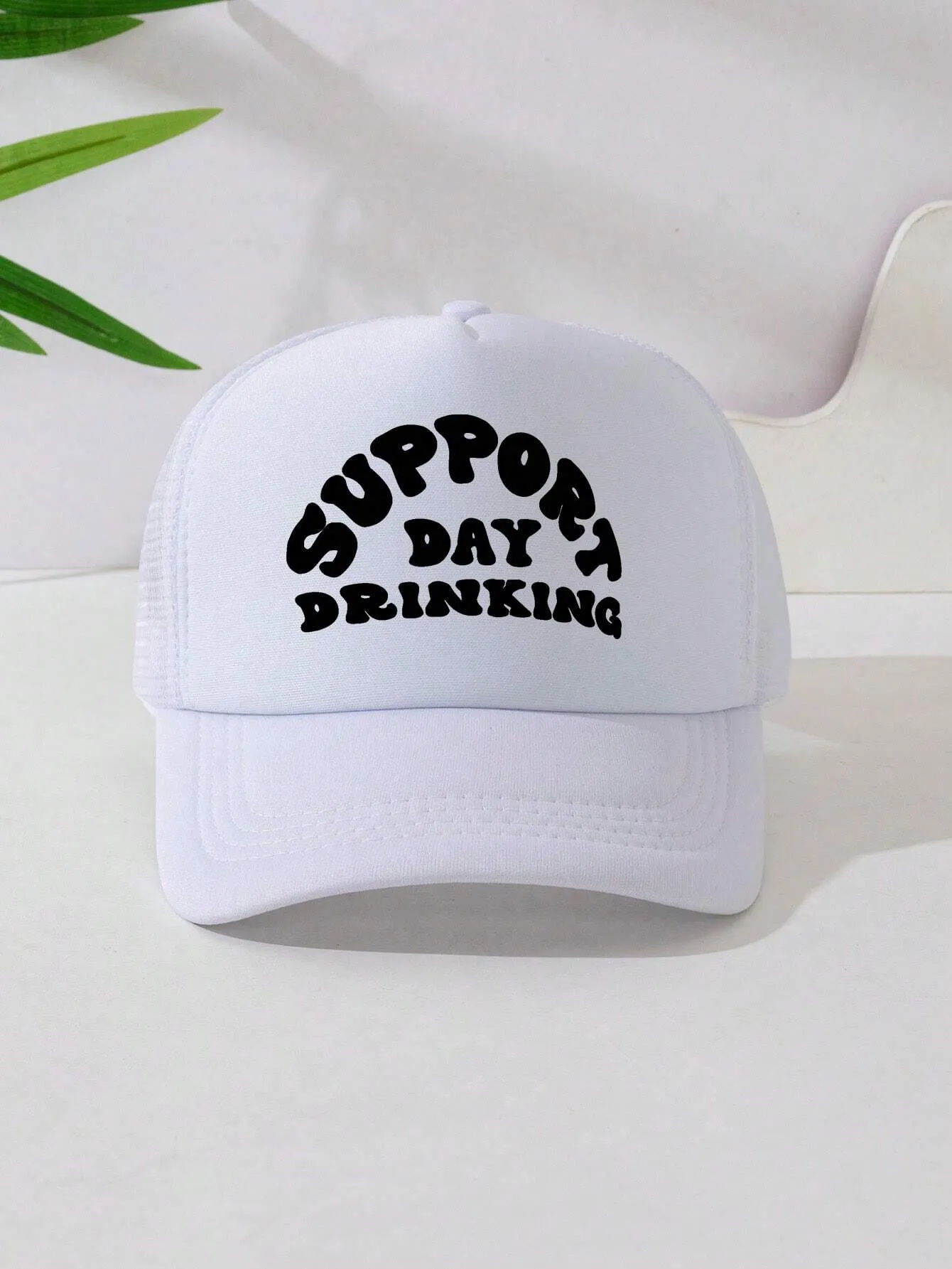 1pc Unisex Adjustable Sponge Mesh Hat With Print Decor Trucker Cap Baseball Cap Sun Hat Dad Hat, Suitable For Daily Wear, Parties, Outdoor Travel, Hiking, Mountain Climbing, Beach Vacation