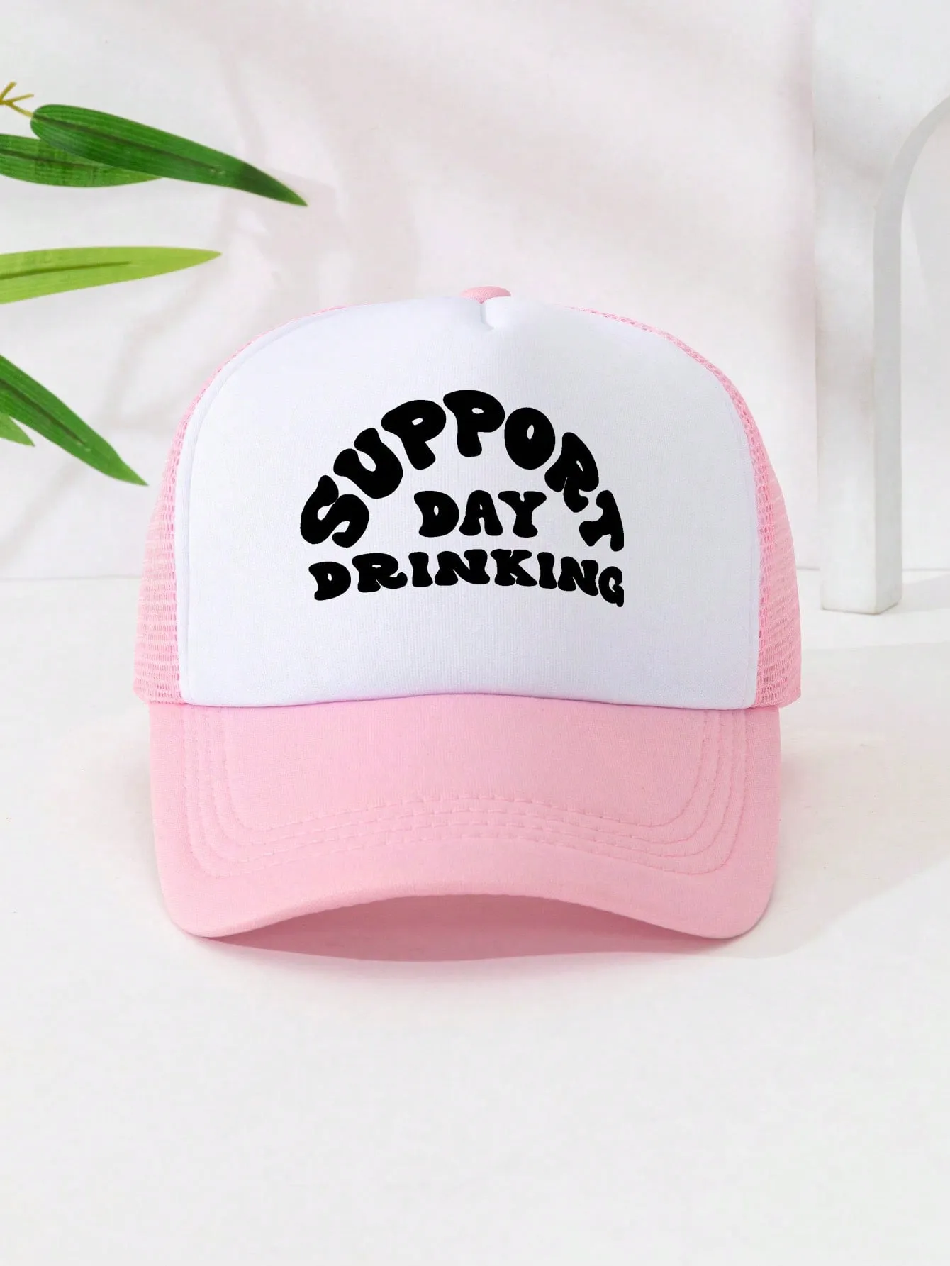 1pc Unisex Adjustable Sponge Mesh Hat With Print Decor Trucker Cap Baseball Cap Sun Hat Dad Hat, Suitable For Daily Wear, Parties, Outdoor Travel, Hiking, Mountain Climbing, Beach Vacation