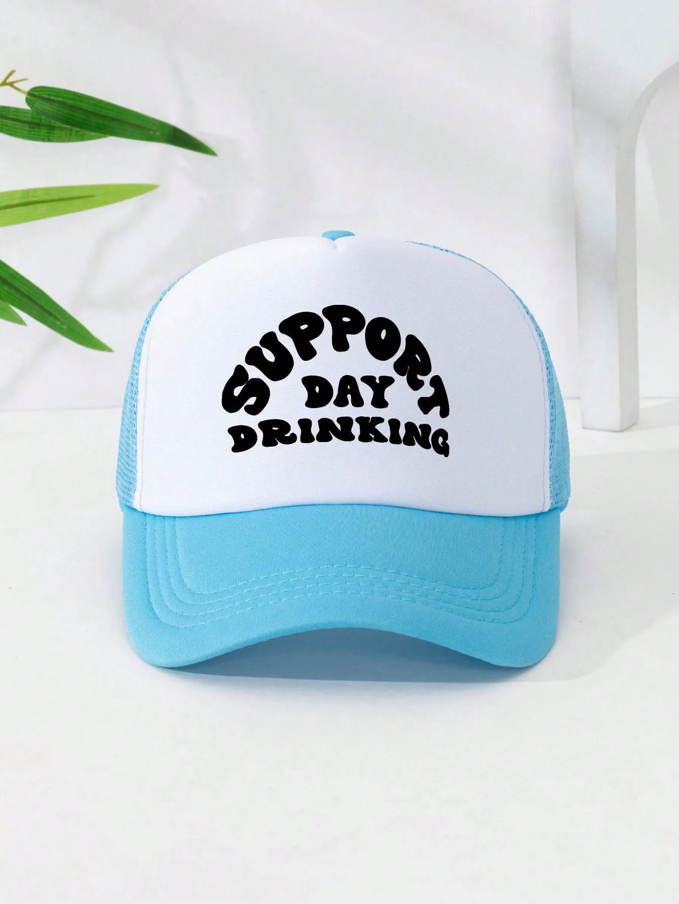 1pc Unisex Adjustable Sponge Mesh Hat With Print Decor Trucker Cap Baseball Cap Sun Hat Dad Hat, Suitable For Daily Wear, Parties, Outdoor Travel, Hiking, Mountain Climbing, Beach Vacation