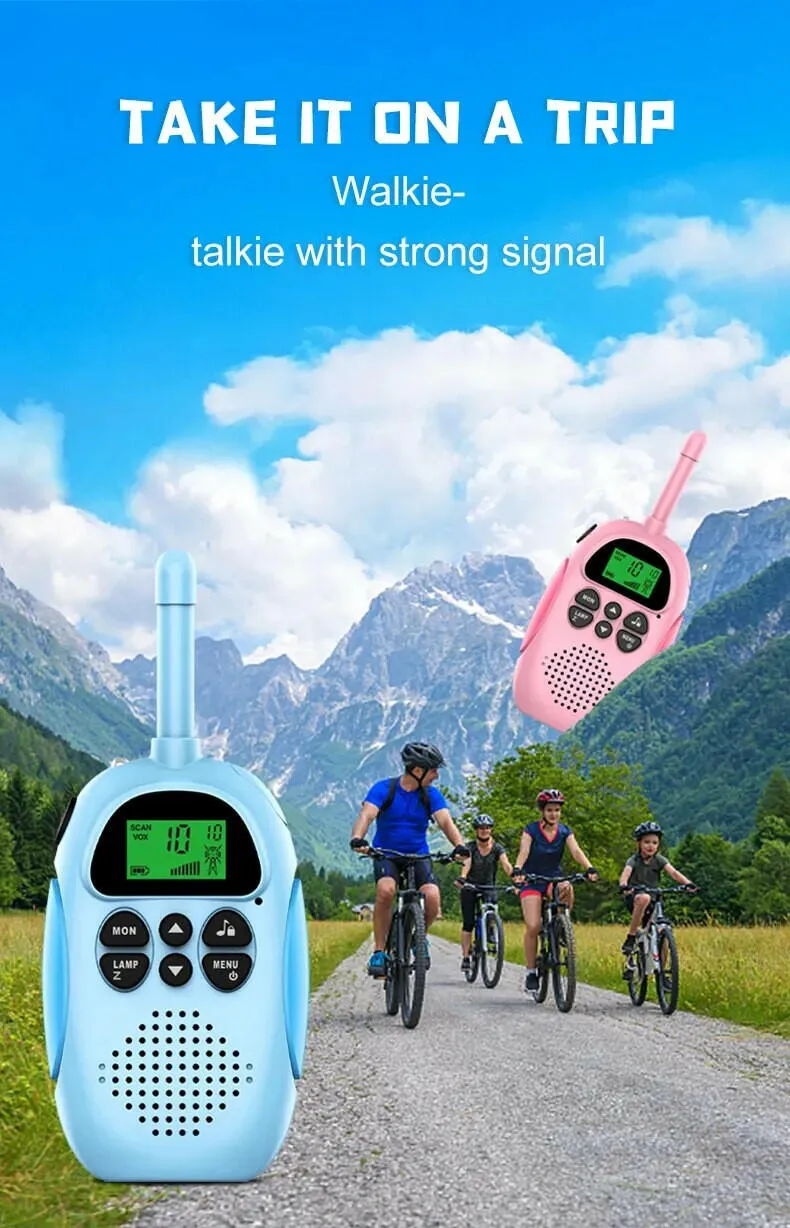 2 Pack Walkie Talkies for Kids Children's, Walkie Talkies for Kids  Radio Toy with Backlit LCD Flashlight, 3 KM Range Outside