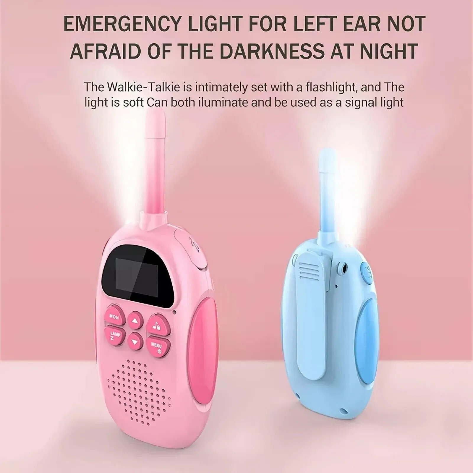 2 Pack Walkie Talkies for Kids Children's, Walkie Talkies for Kids  Radio Toy with Backlit LCD Flashlight, 3 KM Range Outside