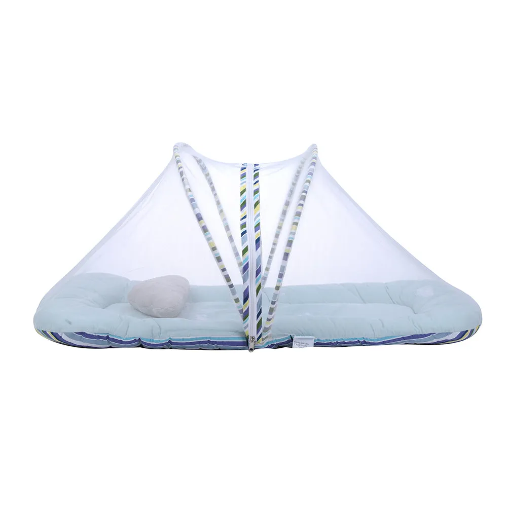 Abracadabra Gadda Set with Mosquito Net & Shaped Pillow Clouds  Theme - Blue