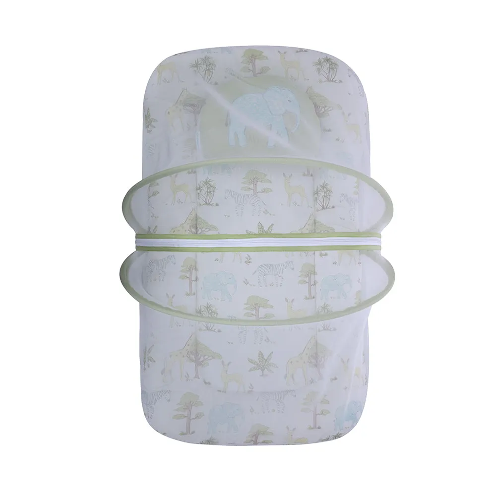 Abracadabra Gadda Set with Mosquito Net & Shaped Pillow Savanna Theme - Green