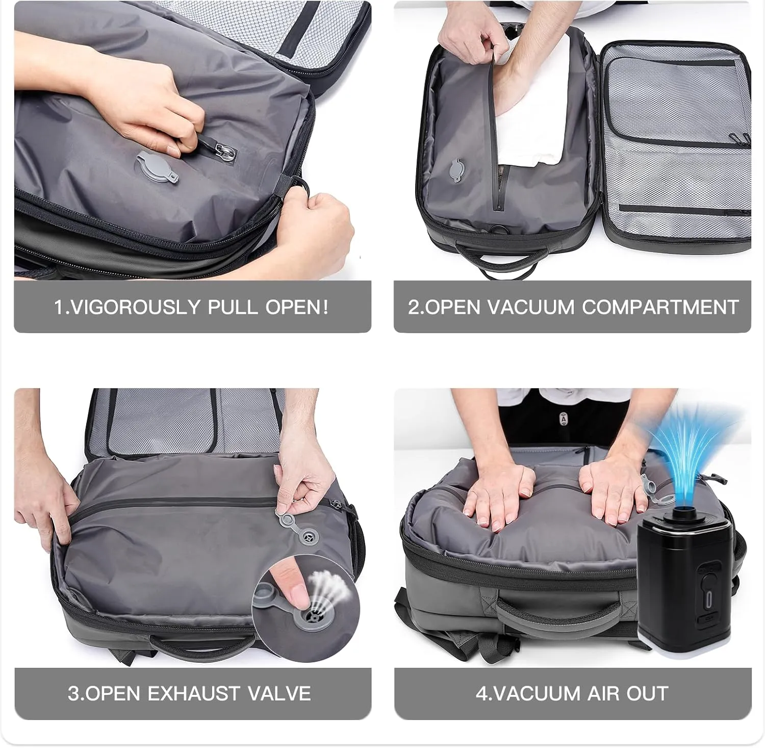 BANGE Airback Backpack with Anti-Theft Vacuum Compression Travel Backpack,Expandable Backpacks with Pump for Airplanes