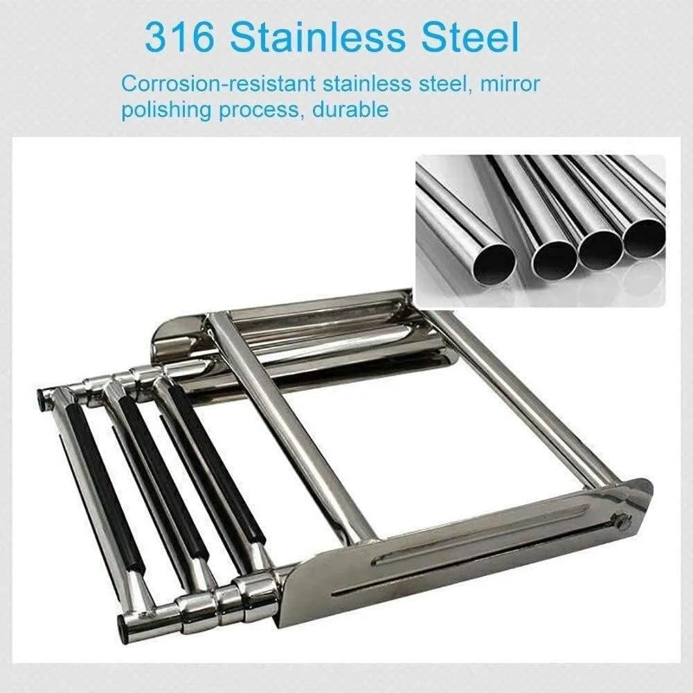 Dock Boat Ladders 3/4 Steps Telescoping Pontoon Boat Ladder with Wide Pedal, Stainless Steel Heavy Duty Custom Boat Ladder, Swim Deck Ladder,Load 150kg (Size : 3 Steps) (One Color 3 Steps)