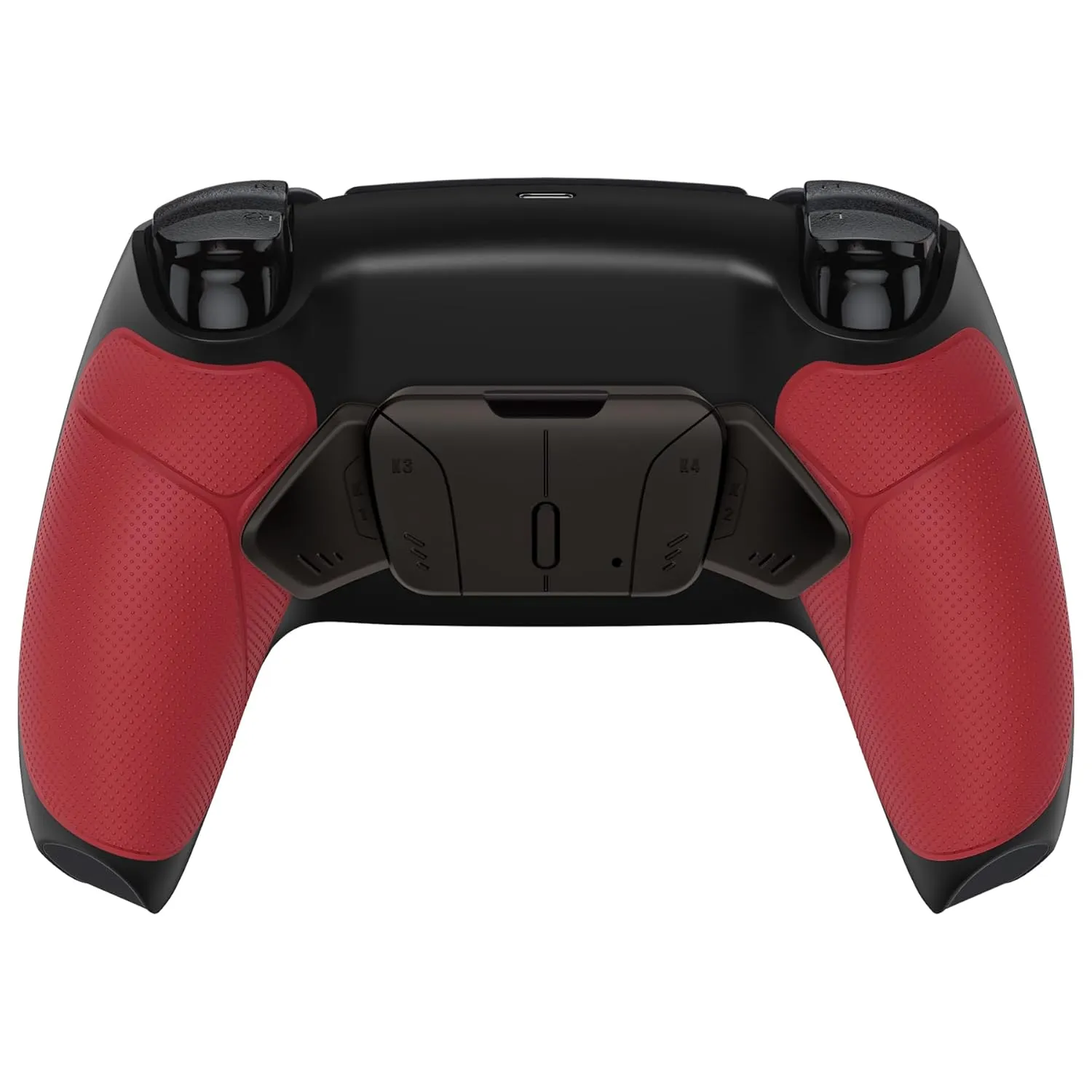 eXtremeRate Real Metal Buttons RMB RISE4 V3 Remap Kit for PS5 Controller BDM-030 040 050, Redesigned Red Rubberized Grip Black Bottom Shell Upgrade Board 4 Back Paddles Attachment for PS5 Controller