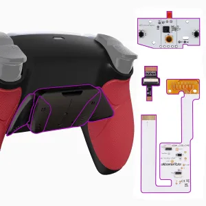 eXtremeRate Real Metal Buttons RMB RISE4 V3 Remap Kit for PS5 Controller BDM-030 040 050, Redesigned Red Rubberized Grip Black Bottom Shell Upgrade Board 4 Back Paddles Attachment for PS5 Controller