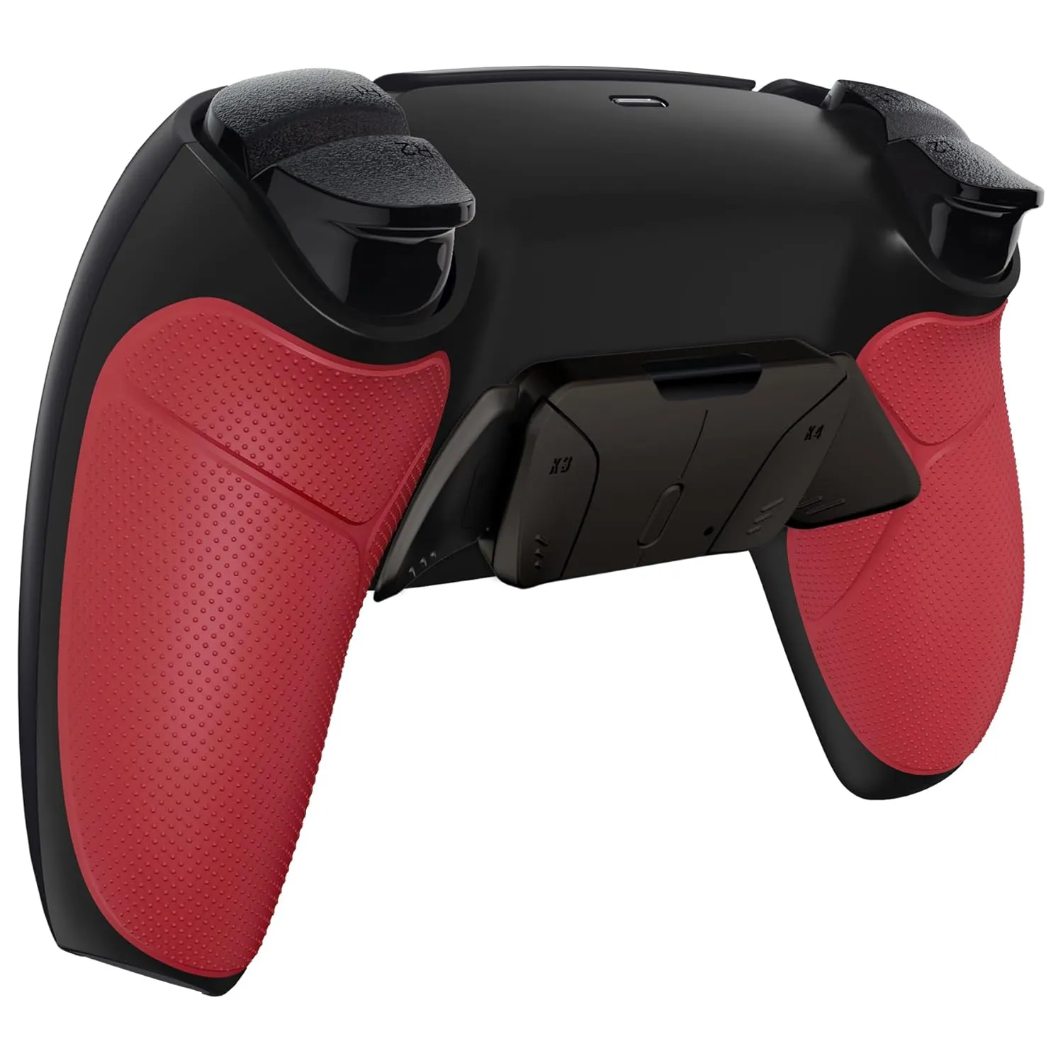 eXtremeRate Real Metal Buttons RMB RISE4 V3 Remap Kit for PS5 Controller BDM-030 040 050, Redesigned Red Rubberized Grip Black Bottom Shell Upgrade Board 4 Back Paddles Attachment for PS5 Controller