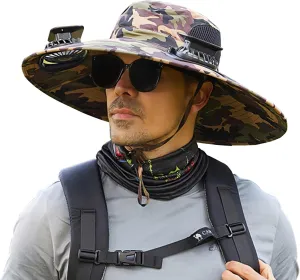 Fan Hat Solar Powered Wide Brim Solar Fan Hat for Men Women Sun Bucket Hats with Solar Fans Built in Fishing Gardening Hats