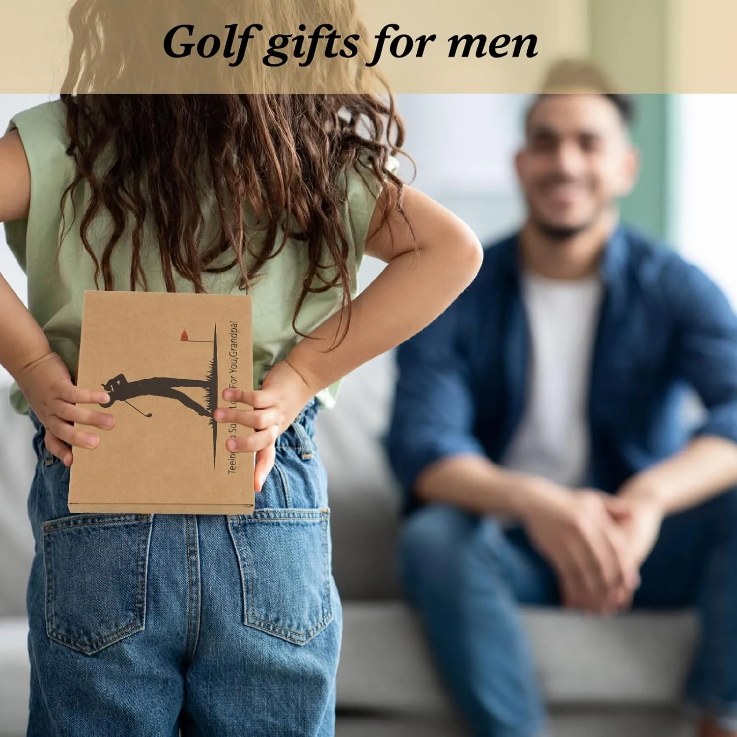 Father 's Day Gifts from Daughter Wife Son - 30PCS 3-1/4 inch Wood Golf Tees Plus Hat Clip Golf Gifts for Men,Husband,Dad (Grandpa)