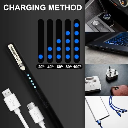 FIGHTSENSE Pen Stun Gun for Self Defense Battery Life Indicator, Belt Clip, Pen Flashlight stun Gun for Women self Defense