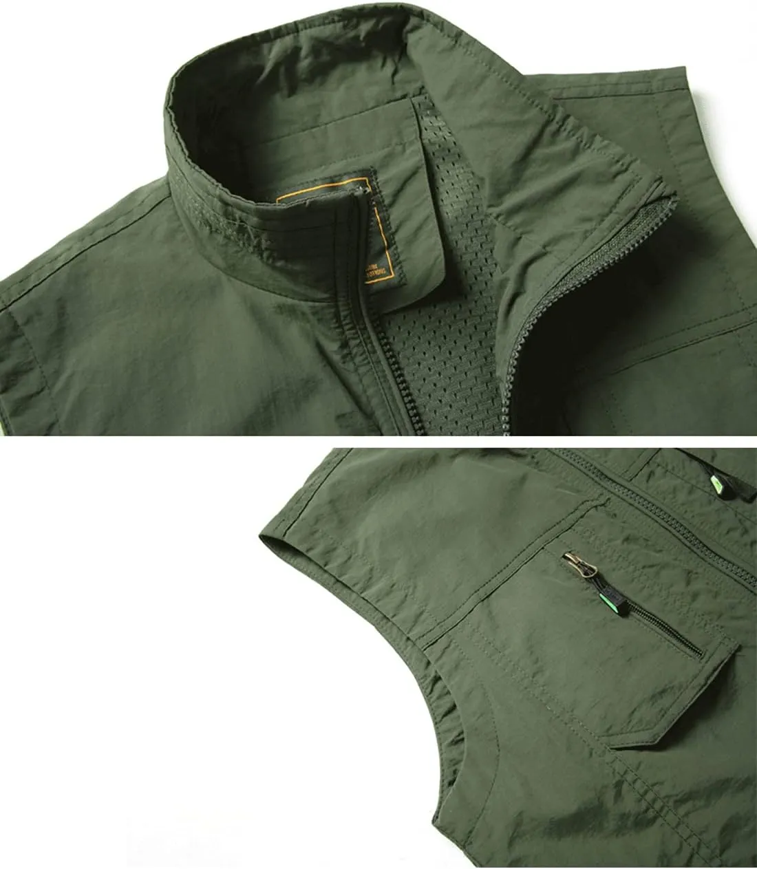Gnveub Mens Fishing Vest Outdoor Work Quick-Dry Hunting Zip Reversible Travel Vest Jacket with Multi Pockets