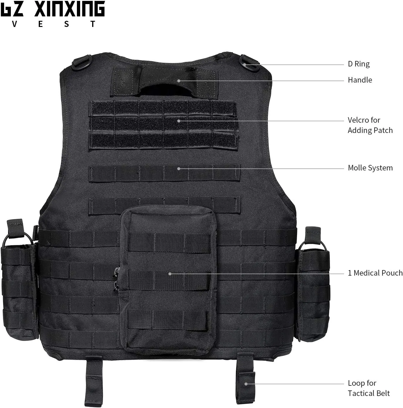 GZ XINXING Black Tactical Airsoft Paintball Vest