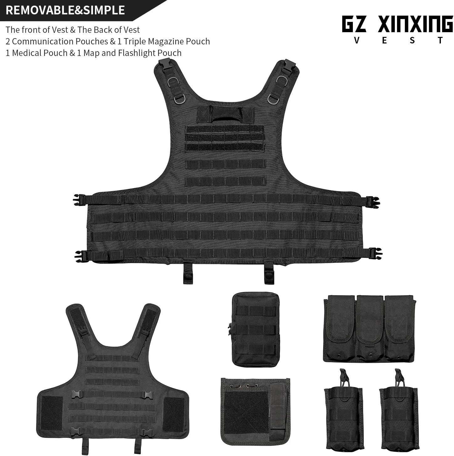 GZ XINXING Black Tactical Airsoft Paintball Vest