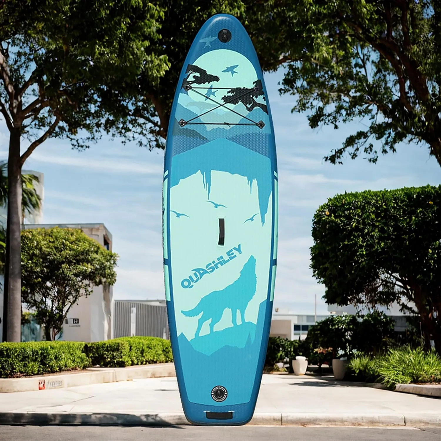 Inflatable Paddle Board 9.9'x33 x5 with Premium SUP Accessories & Backpack, Wide Stance, Bottom Fin for Paddling, Paddle, Leash, Surf Control for Youth & Adult (Antique Blue Green, 9.9'x33 x5)