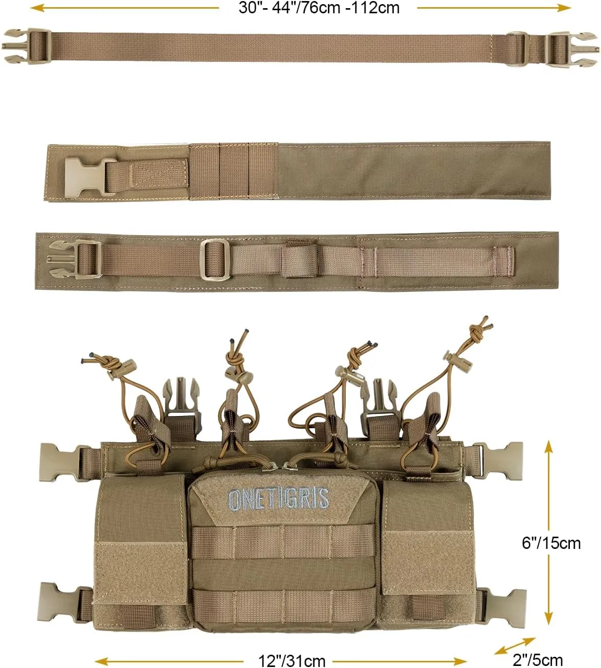 OneTigris Chest Rig, MOLLE Airsoft Chest Rigs Tactical Chest Rig Dangler Pouch Admin Pouch for Hunting Shooting Hiking