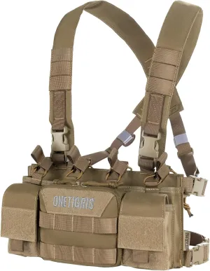 OneTigris Chest Rig, MOLLE Airsoft Chest Rigs Tactical Chest Rig Dangler Pouch Admin Pouch for Hunting Shooting Hiking