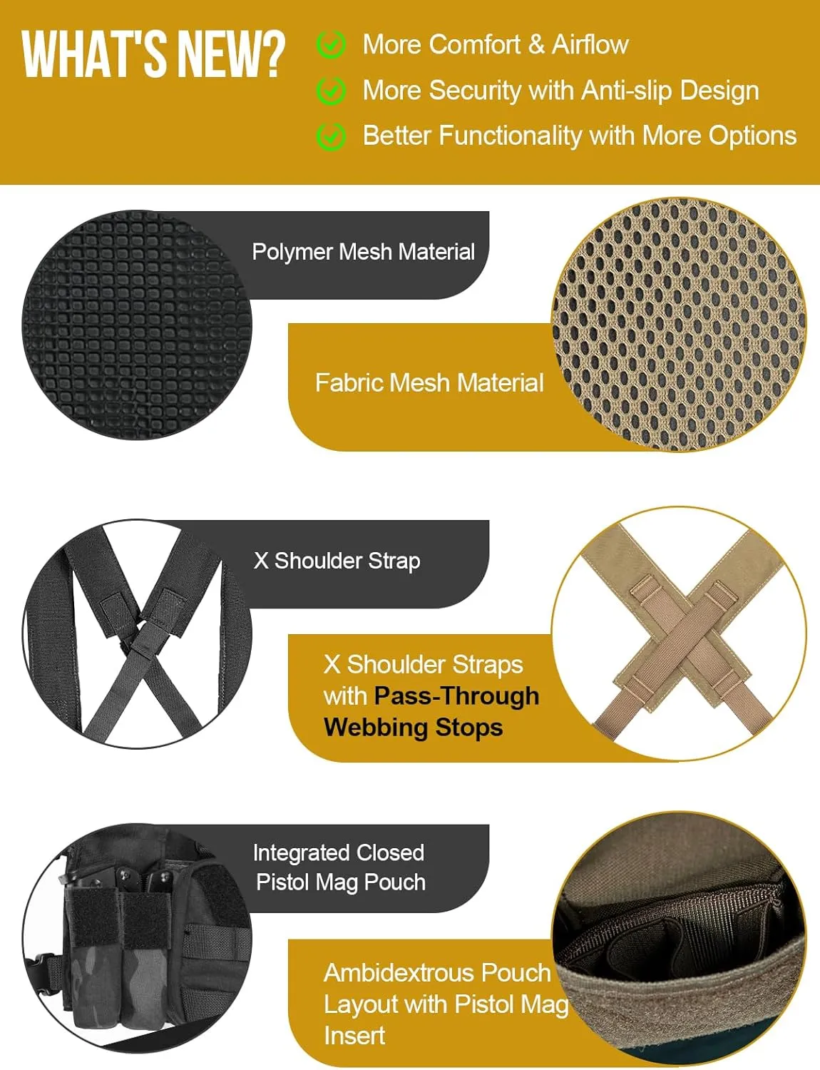 OneTigris Chest Rig, MOLLE Airsoft Chest Rigs Tactical Chest Rig Dangler Pouch Admin Pouch for Hunting Shooting Hiking