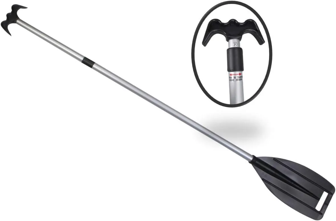 Pactrade Marine Boat Kayak Raft Floating Telescopic 45'' - 72'' Oar Paddle & Hook Anodized Aluminum Shaft