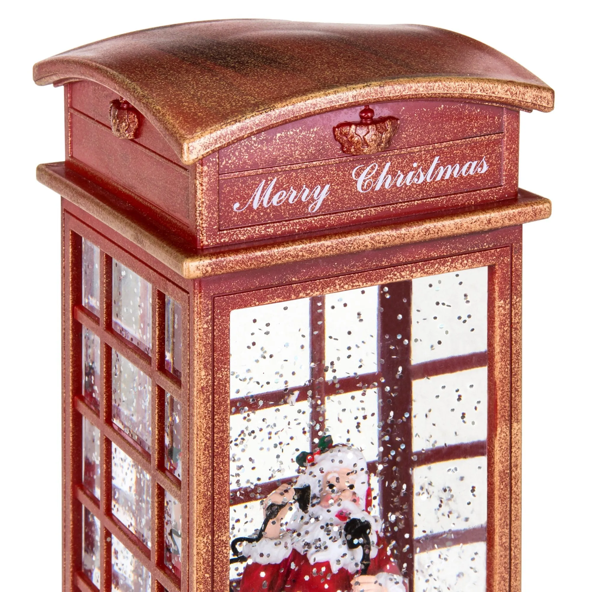 Pre-Lit Glitter Snow Globe Santa Claus Christmas Lantern w/ Battery Power