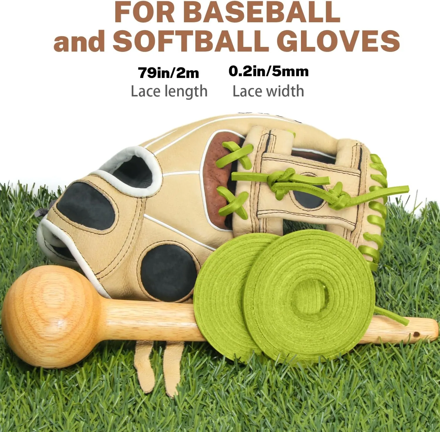 Softball Baseball Glove Lace, Mitt Lace Repair Kit Includes 2 Leather Laces and Lacing Needle for Catcher's Glove