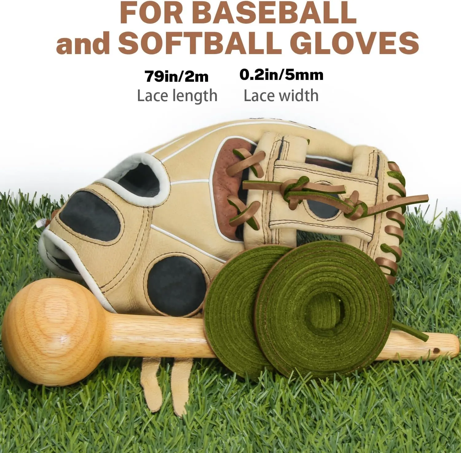 Softball Baseball Glove Lace, Mitt Lace Repair Kit Includes 2 Leather Laces and Lacing Needle for Catcher's Glove