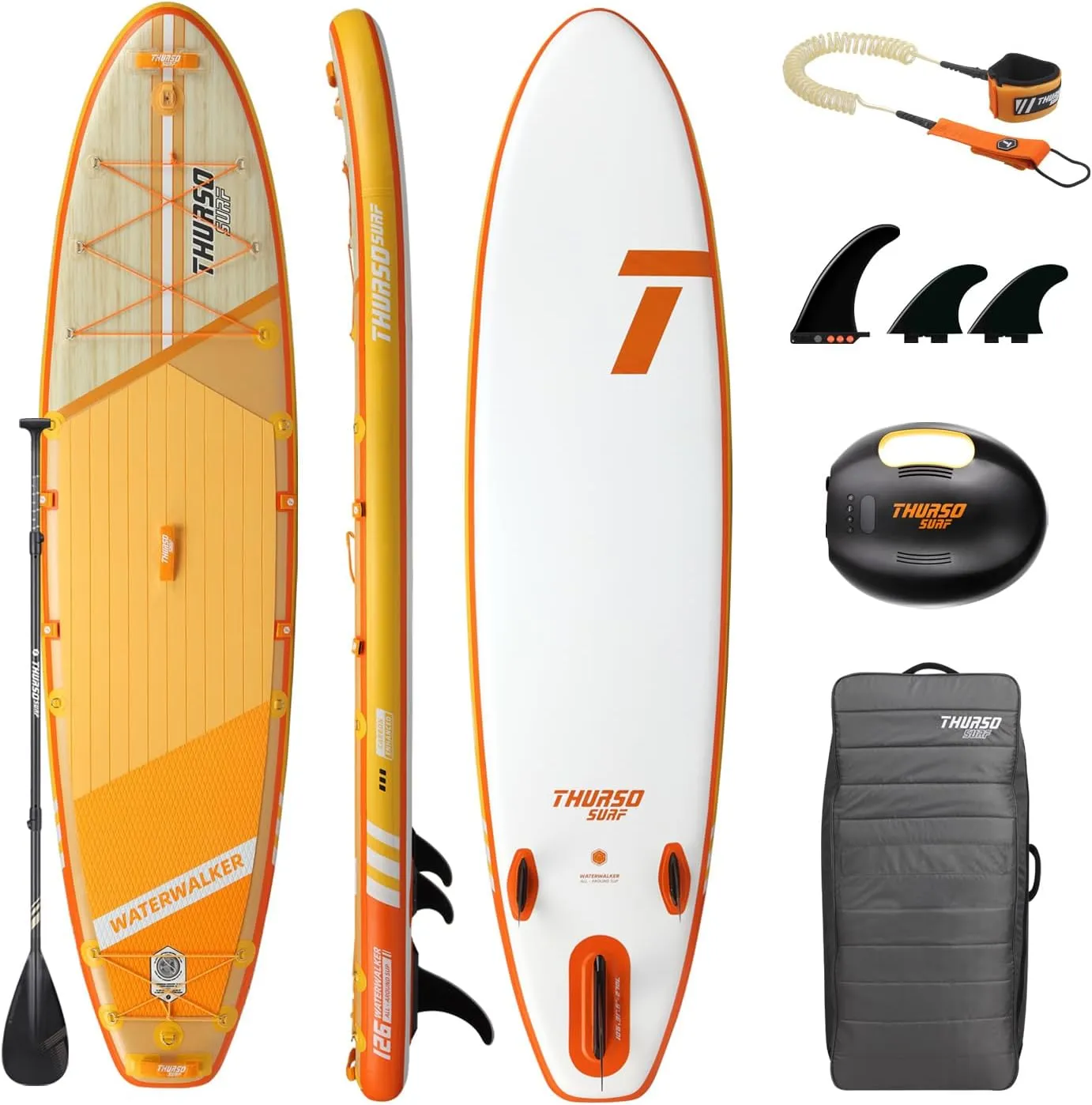 THURSO SURF Inflatable Stand Up Paddle Board All-Around SUP Waterwalker 126 10'6 Stable and Lightweight, Non-Slip Deck with SUP Accessories for All Skill Levels for Surfing, Traveling, Yoga