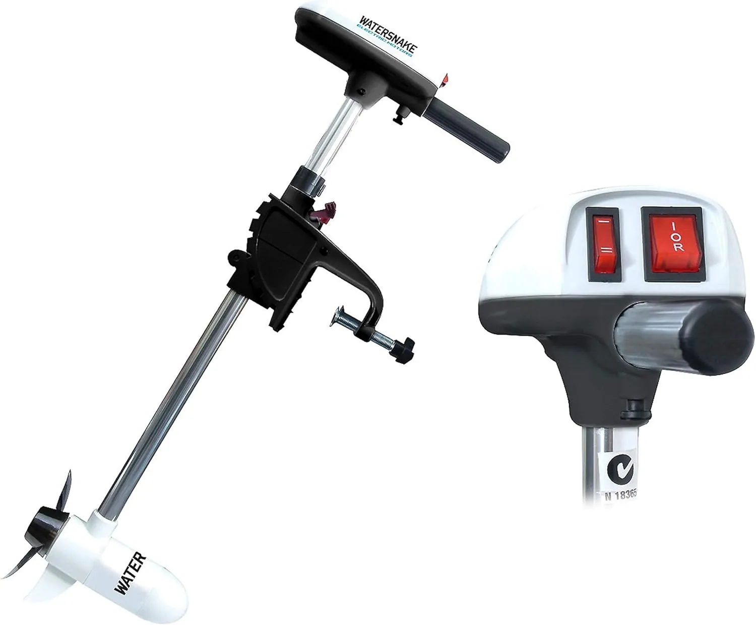 Watersnake T18 ASP - 18 Pound Thrust 12v Electric Saltwater Trolling Motor with Transom Mount