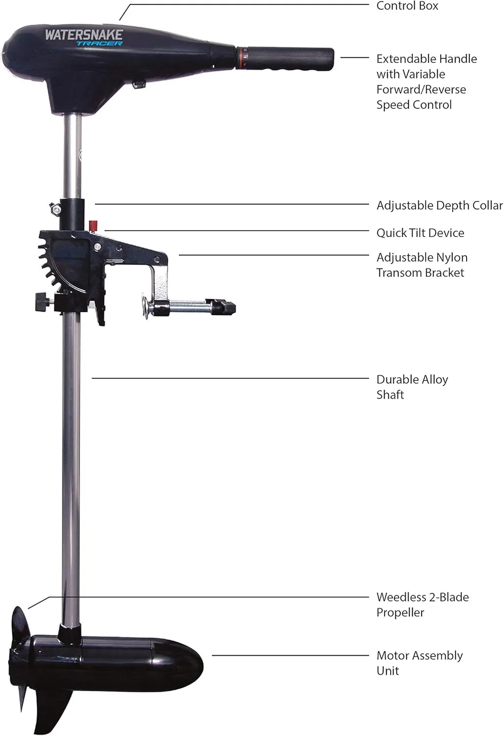Watersnake Tracer Transom Mount Trolling Freshwater Motor
