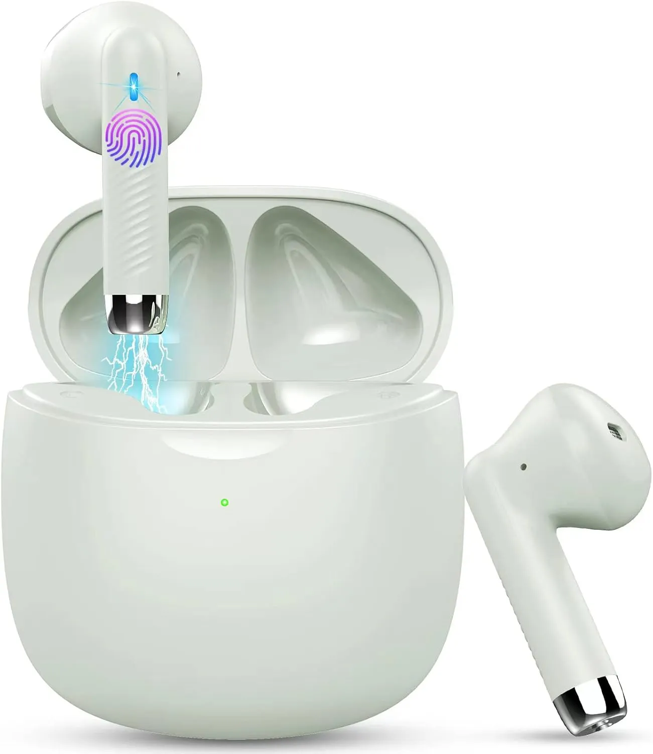 Wireless Earbuds, Bluetooth 5.3 Earbuds Stereo Bass, Bluetooth Headphones in Ear with Noise Cancelling Mic, Earphones IP7 Waterproof Sports, 32H Playtime USB C Charging Green Ear Buds for Android iOS