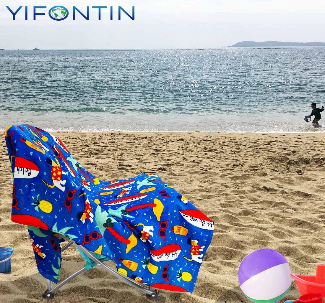 YIFONTIN Kids Beach Towel Cotton Soft Absorbent 25.5X51 inches for Bath Swimming, Surfboard Puppy.